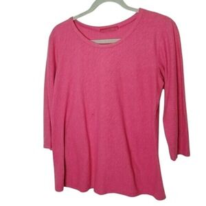 Cut Loose Pink 3/4 Sleeve‎ T-Shirt Casual Top Everyday Wear Cotton Linen Size S